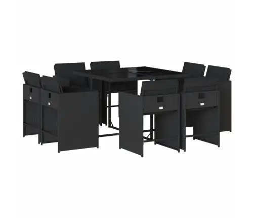 Sodo Komplektas Su Pagalvėlėmis, 9 Dalių, Juodas, Poliratanas