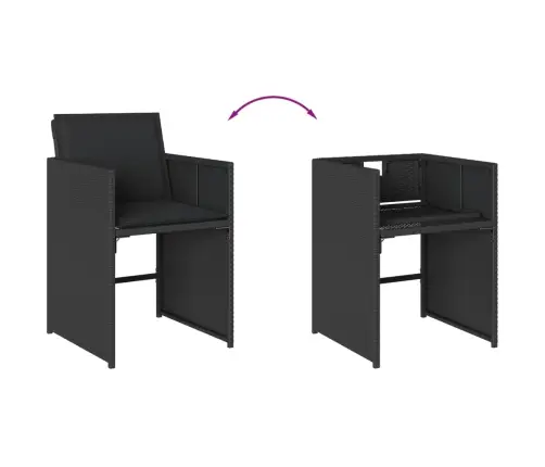 Sodo Komplektas Su Pagalvėlėmis, 9 Dalių, Juodas, Poliratanas