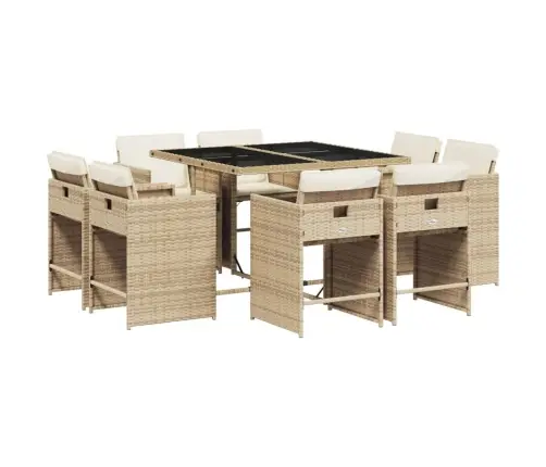 9-Osaline Aiamööbli Komplekt Patjadega, Beež, Polürotang