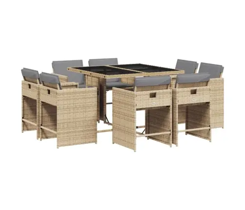 9-Daļīgs Virtuves Mēbeļu Komplekts Ar Matračiem, Pe Rotangpalma Vidaxl