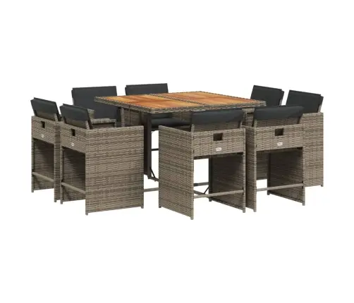 9-Daļīgs Dārza Mēbeļu Komplekts Ar Matračiem, Pe Rotangpalma Vidaxl