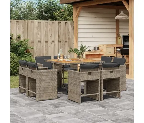 9-Daļīgs Dārza Mēbeļu Komplekts Ar Matračiem, Pe Rotangpalma Vidaxl