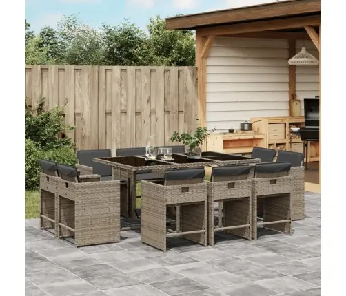 11-Daļīgs Dārza Mēbeļu Komplekts Ar Matračiem, Pe Rotangpalma Vidaxl