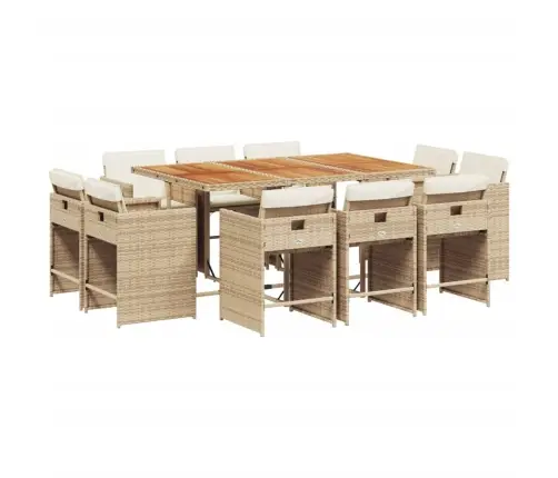 11-Osaline Aiamööbli Komplekt Patjadega, Beež, Polürotang