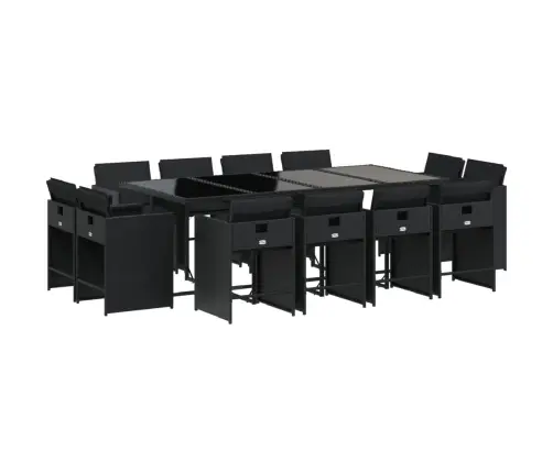 13-Daļīgs Dārza Mēbeļu Komplekts Ar Matračiem, Melns Pe Vidaxl