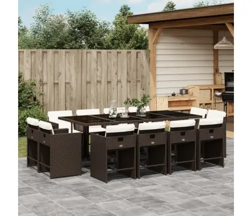 13-Daļīgs Dārza Mēbeļu Komplekts, Matrači, Brūna Pe Rotangpalma Vidaxl