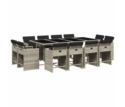 Sodo Komplektas Su Pagalvėlėmis, 13 Dalių, Pilkas, Poliratanas