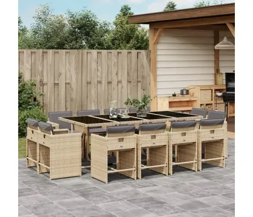 13-Osaline Aia Söögimööbli Komplekt Patjadega, Beežid Toonid