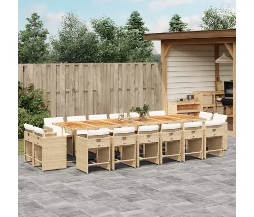 Sodo Komplektas Su Pagalvėlėmis, 17 Dalių, Smėlio, Poliratanas