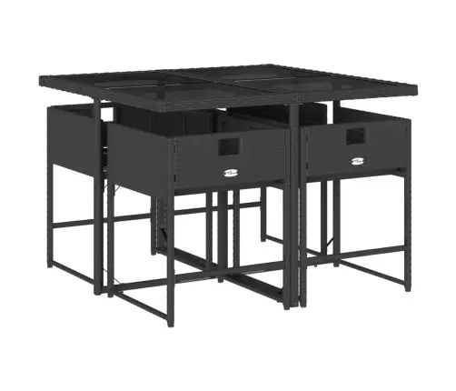 5-Daļīgs Dārza Mēbeļu Komplekts, Matrači, Melna Pe  Rotangpalma Vidaxl