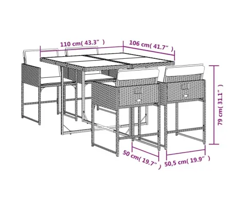 5-Osaline Aiamööbli Komplekt Patjadega, Must, Polürotang