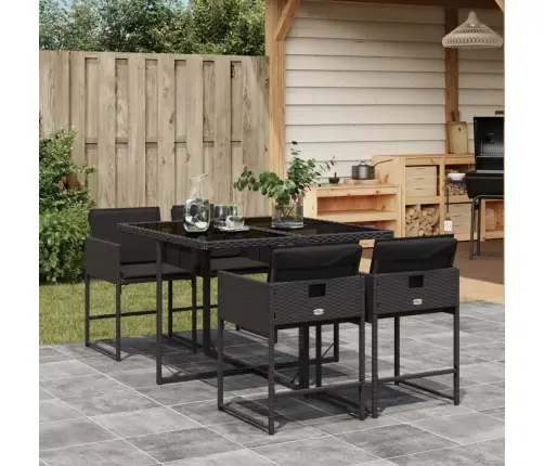 5-Osaline Aiamööbli Komplekt Patjadega, Must, Polürotang