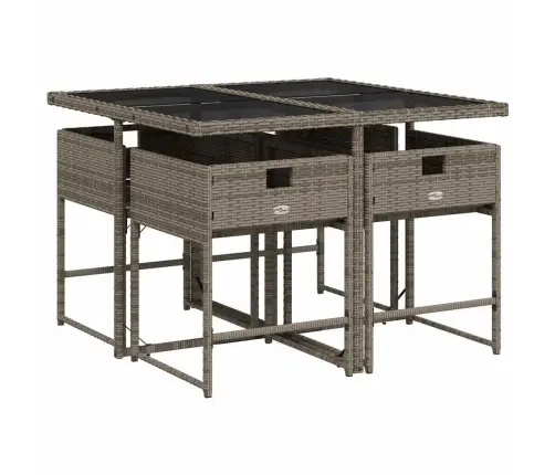 5-Daļīgs Dārza Mēbeļu Komplekts, Matrači, Pelēka Pe Rotangpalma Vidaxl