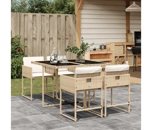 5-Daļīgs Dārza Mēbeļu Komplekts, Matrači, Bēša Pe Rotangpalma Vidaxl