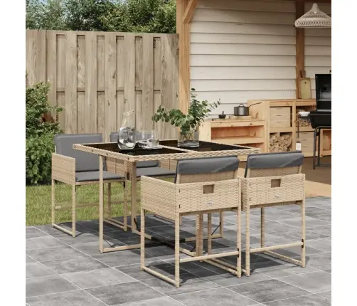 5-Osaline Aia Söögimööbli Komplekt Patjadega, Beežid Toonid