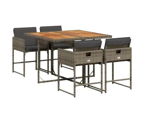 5-Daļīgs Dārza Mēbeļu Komplekts, Matrači, Pelēka Pe Rotangpalma Vidaxl