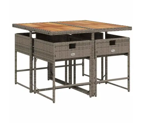 5-Daļīgs Dārza Mēbeļu Komplekts, Matrači, Pelēka Pe Rotangpalma Vidaxl