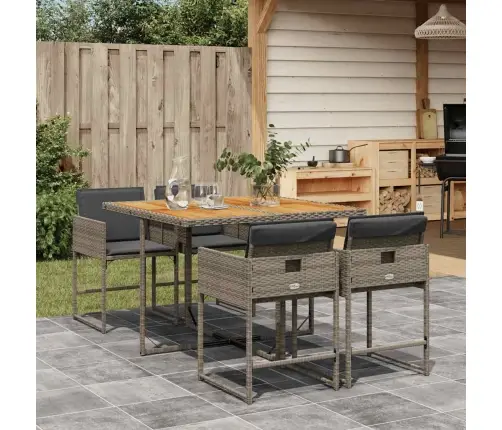 5-Daļīgs Dārza Mēbeļu Komplekts, Matrači, Pelēka Pe Rotangpalma Vidaxl