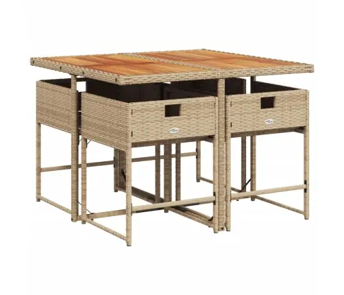 5-Daļīgs Dārza Mēbeļu Komplekts, Matrači, Bēša Pe Rotangpalma Vidaxl