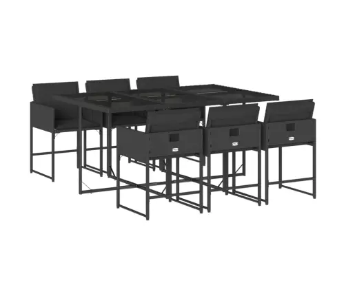 7-Osaline Aiamööblikomplekt Patjadega, Must, Polürotang