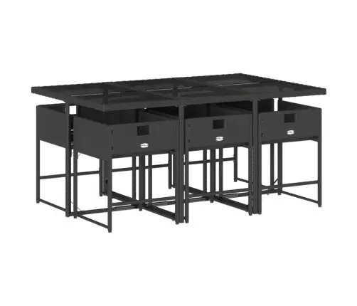 7-Osaline Aiamööblikomplekt Patjadega, Must, Polürotang