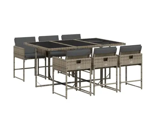 Sodo Komplektas Su Pagalvėlėmis, 7 Dalių, Pilkas, Poliratanas