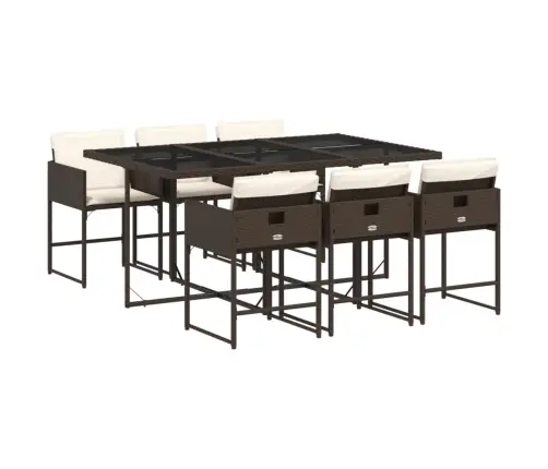 7-Daļīgs Dārza Mēbeļu Komplekts, Matrači, Brūna Pe Rotangpalma Vidaxl