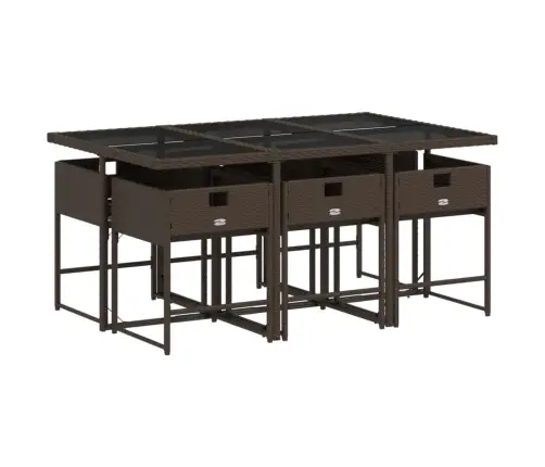 7-Daļīgs Dārza Mēbeļu Komplekts, Matrači, Brūna Pe Rotangpalma Vidaxl