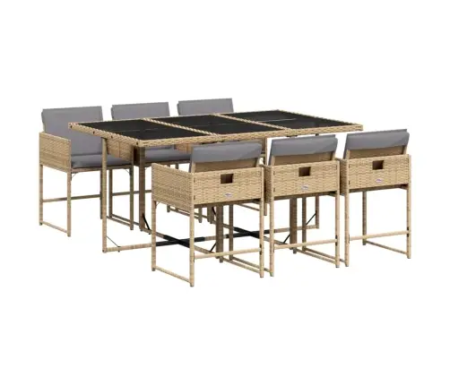 7-Daļīgs Virtuves Mēbeļu Komplekts Ar Matračiem,Pe Rotangpalma Vidaxl