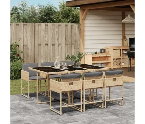 7-Daļīgs Virtuves Mēbeļu Komplekts Ar Matračiem,Pe Rotangpalma Vidaxl