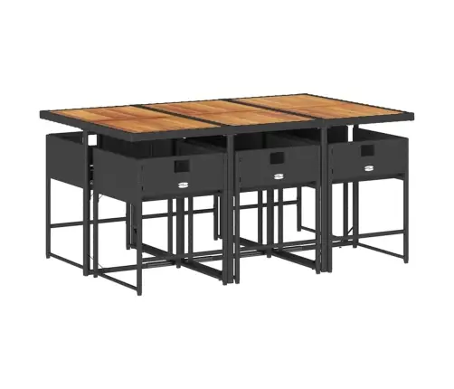 7-Osaline Aiamööblikomplekt Patjadega, Must, Polürotang