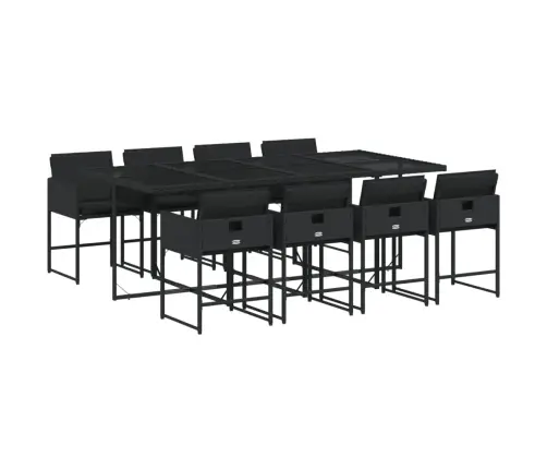 9-Daļīgs Dārza Mēbeļu Komplekts, Matrači, Melns, Pe Rotangpalma Vidaxl