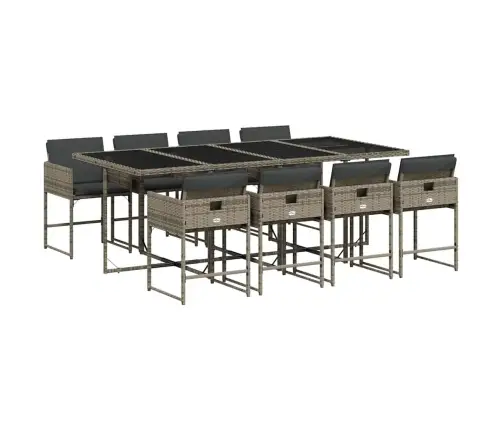 9-Daļīgs Dārza Mēbeļu Komplekts Ar Matračiem, Pe Rotangpalma Vidaxl