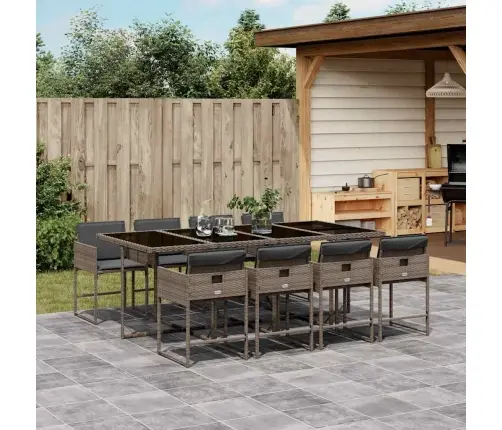 9-Daļīgs Dārza Mēbeļu Komplekts Ar Matračiem, Pe Rotangpalma Vidaxl