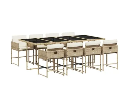 9-Daļīgs Virtuves Mēbeļu Komplekts Ar Matračiem, Pe Rotangpalma Vidaxl