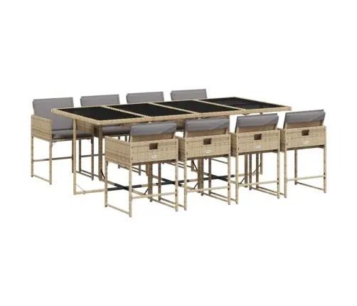 9-Daļīgs Virtuves Mēbeļu Komplekts Ar Matračiem, Pe Rotangpalma Vidaxl