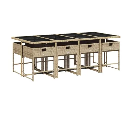 9-Daļīgs Virtuves Mēbeļu Komplekts Ar Matračiem, Pe Rotangpalma Vidaxl