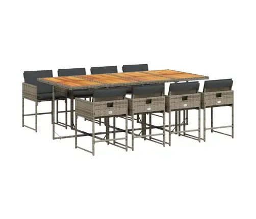 9-Daļīgs Dārza Mēbeļu Komplekts Ar Matračiem, Pe Rotangpalma Vidaxl