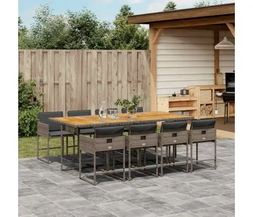 9-Daļīgs Dārza Mēbeļu Komplekts Ar Matračiem, Pe Rotangpalma Vidaxl