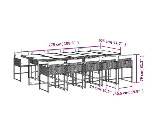 11-Osaline Aiamööbli Komplekt Patjadega, Must, Polürotang