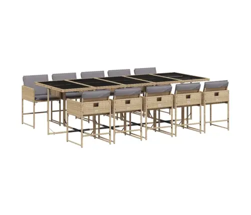 11-Daļīgs Virtuves Mēbeļu Komplekts Ar Matračiem,Pe Rotangpalma Vidaxl