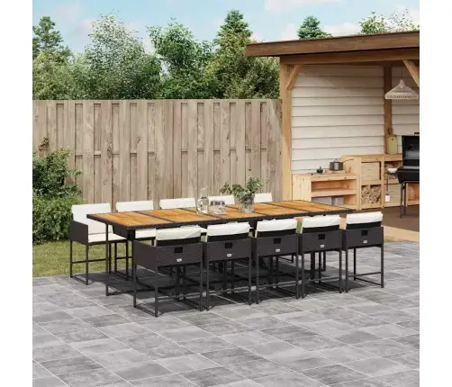 11-Daļīgs Dārza Mēbeļu Komplekts, Matrači, Melna Pe Rotangpalma Vidaxl