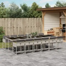 Sodo Komplektas Su Pagalvėlėmis, 13 Dalių, Pilkas, Poliratanas