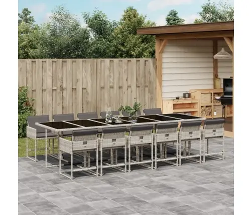 Sodo Komplektas Su Pagalvėlėmis, 13 Dalių, Pilkas, Poliratanas