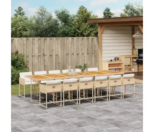 13-Daļīgs Dārza Mēbeļu Komplekts Ar Matračiem, Pe Rotangpalma Vidaxl