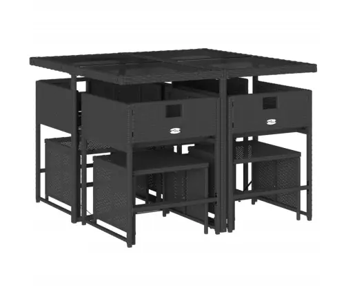 Sodo Komplektas Su Pagalvėlėmis, 9 Dalių, Juodas, Poliratanas