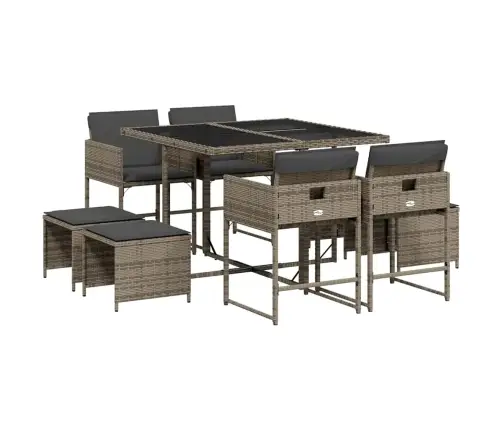 9-Daļīgs Dārza Mēbeļu Komplekts Ar Matračiem, Pe Rotangpalma Vidaxl