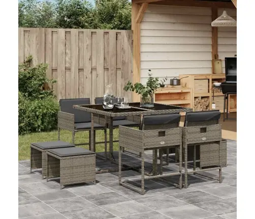 9-Daļīgs Dārza Mēbeļu Komplekts Ar Matračiem, Pe Rotangpalma Vidaxl