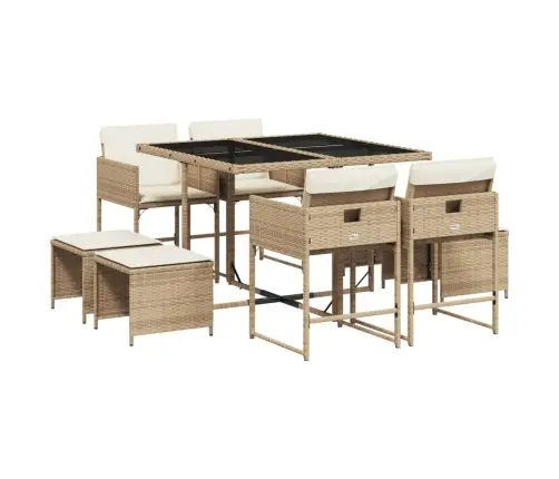 9-Daļīgs Virtuves Mēbeļu Komplekts Ar Matračiem, Pe Rotangpalma Vidaxl