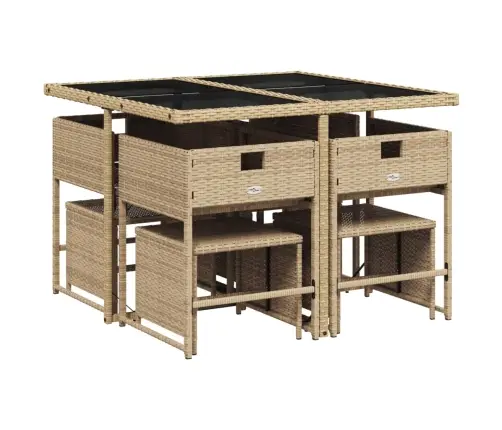 9-Daļīgs Virtuves Mēbeļu Komplekts Ar Matračiem, Pe Rotangpalma Vidaxl